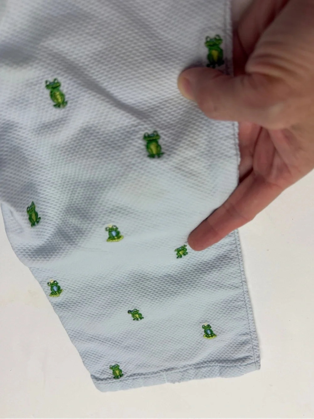 Vintage 2004 Gymboree Blue Pique Pants with Green Frog Embroidery Cotton